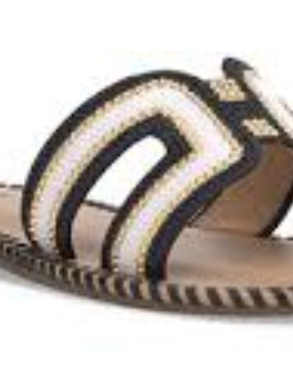 INC International Concepts Black and Cream Woven Slide Sandal